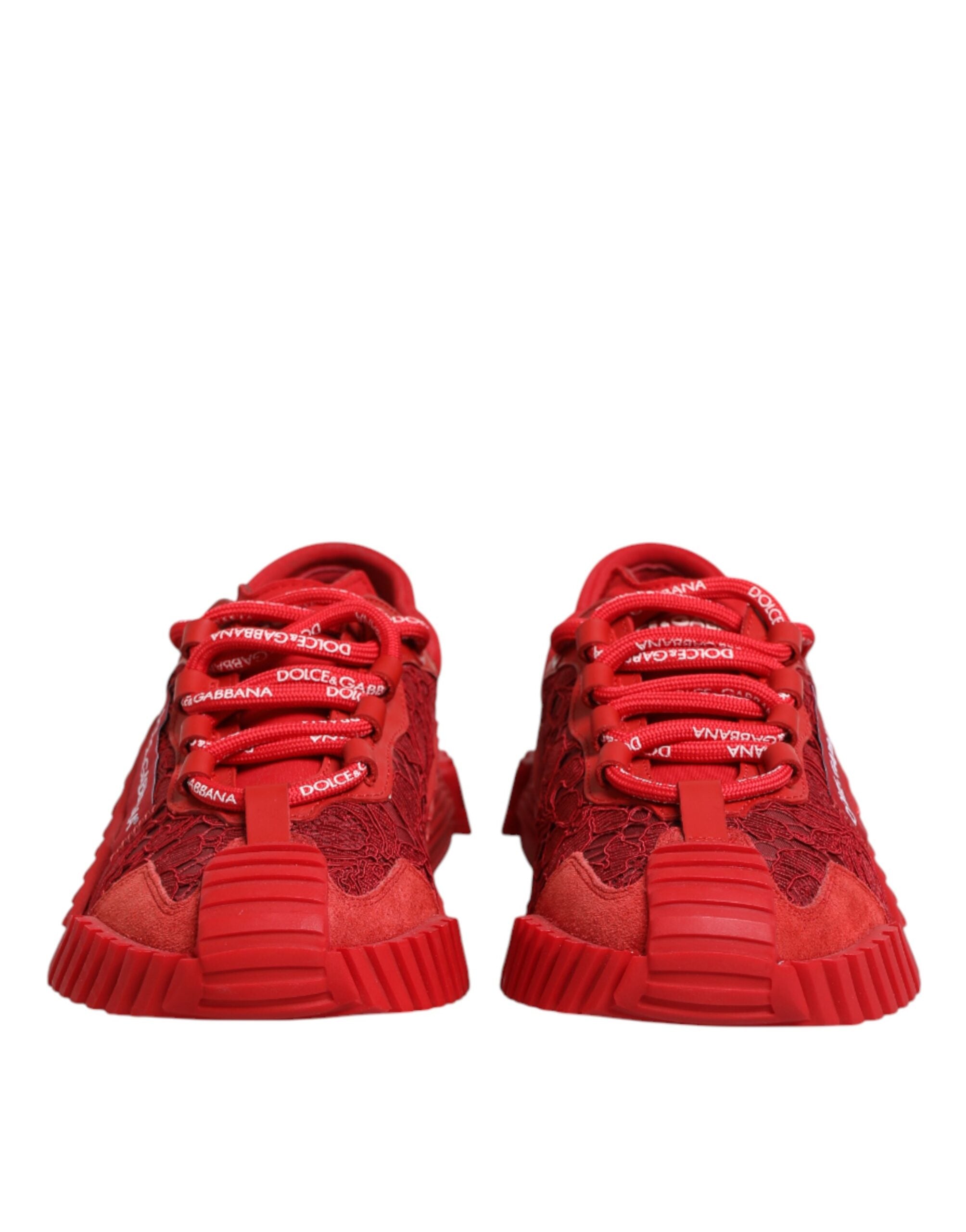 Dolce & Gabbana Red Logo Lace Low Top NS1 Sneakers Shoes