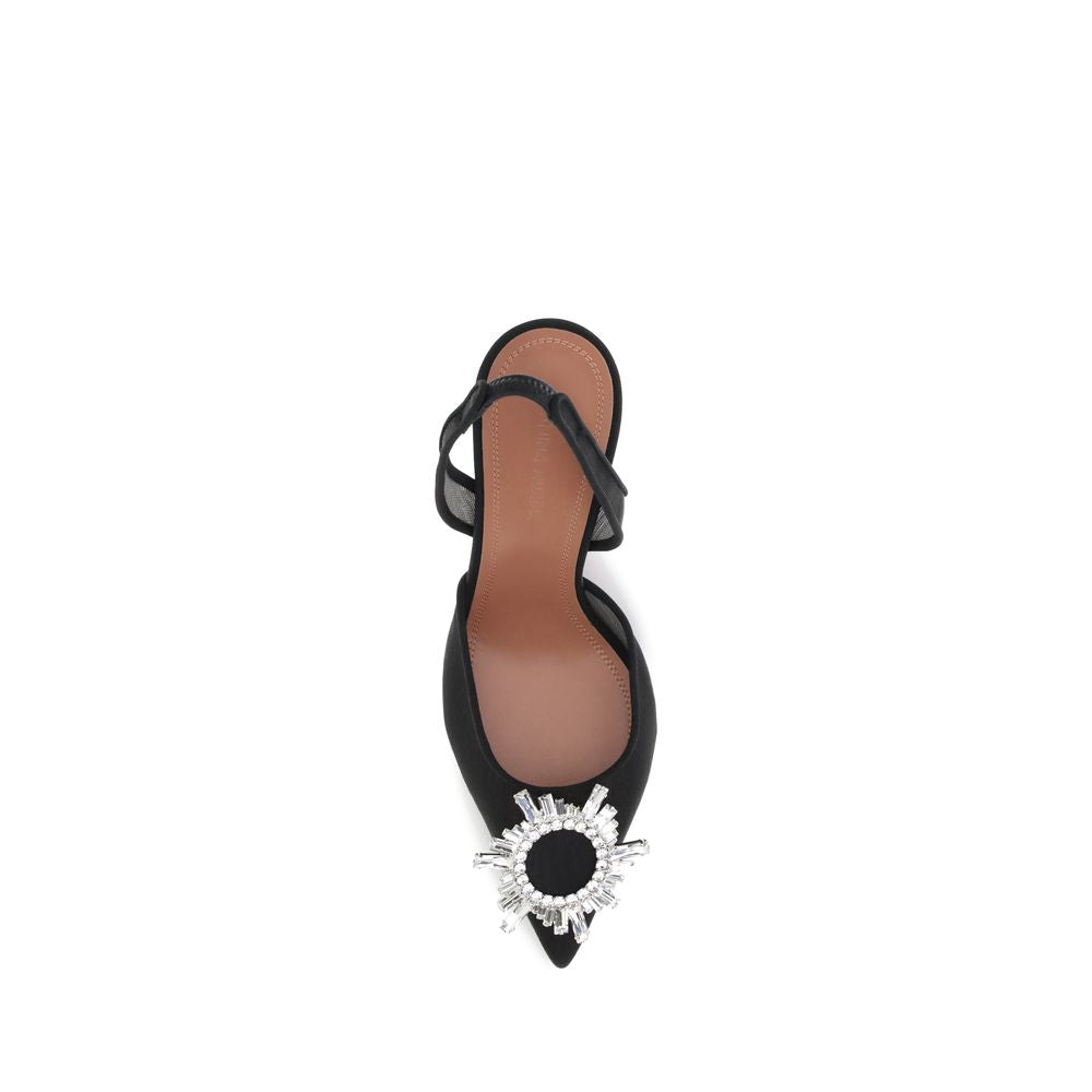 Amina Muaddi Black Polyester Pumps