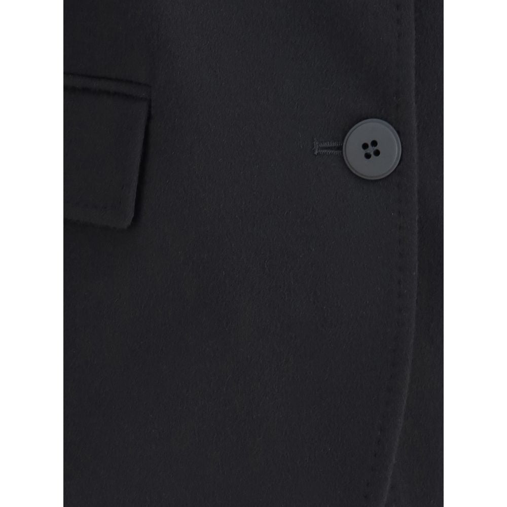 Max Mara Black Fleece Wool Coat