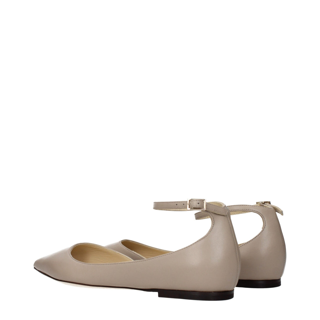 Jimmy Choo Gray Leather Ballet Flats