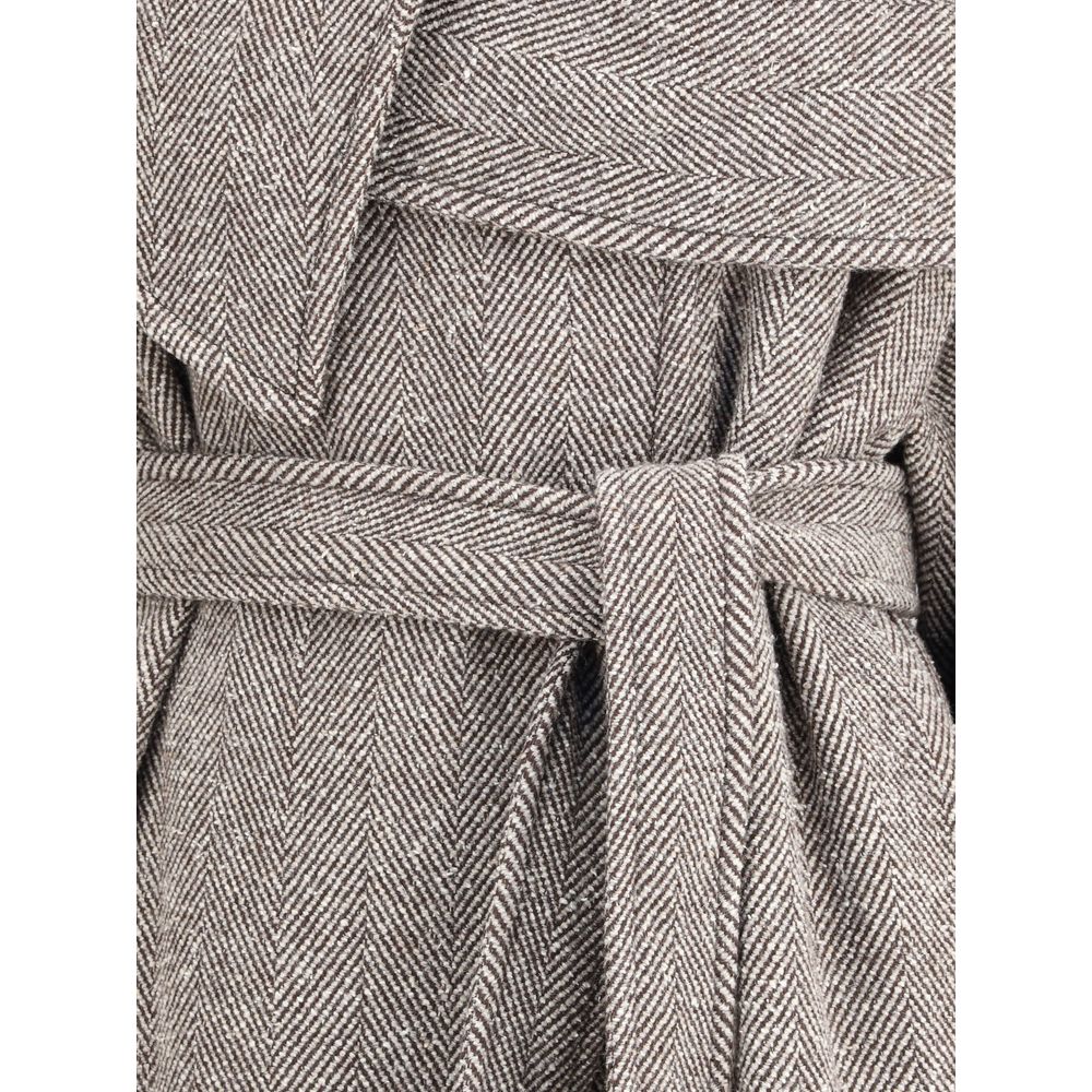 Ferragamo Brown Fleece Wool Coat