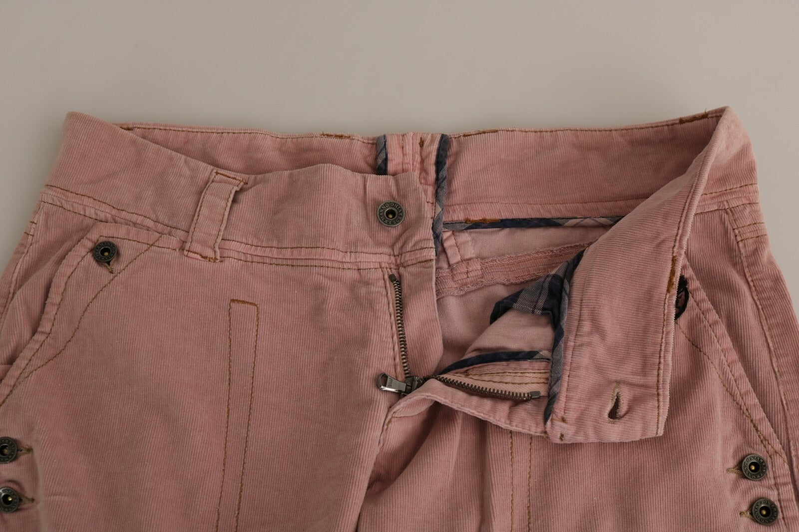 Ermanno Scervino Cotton Pink High Waist Straight Trouser Pants
