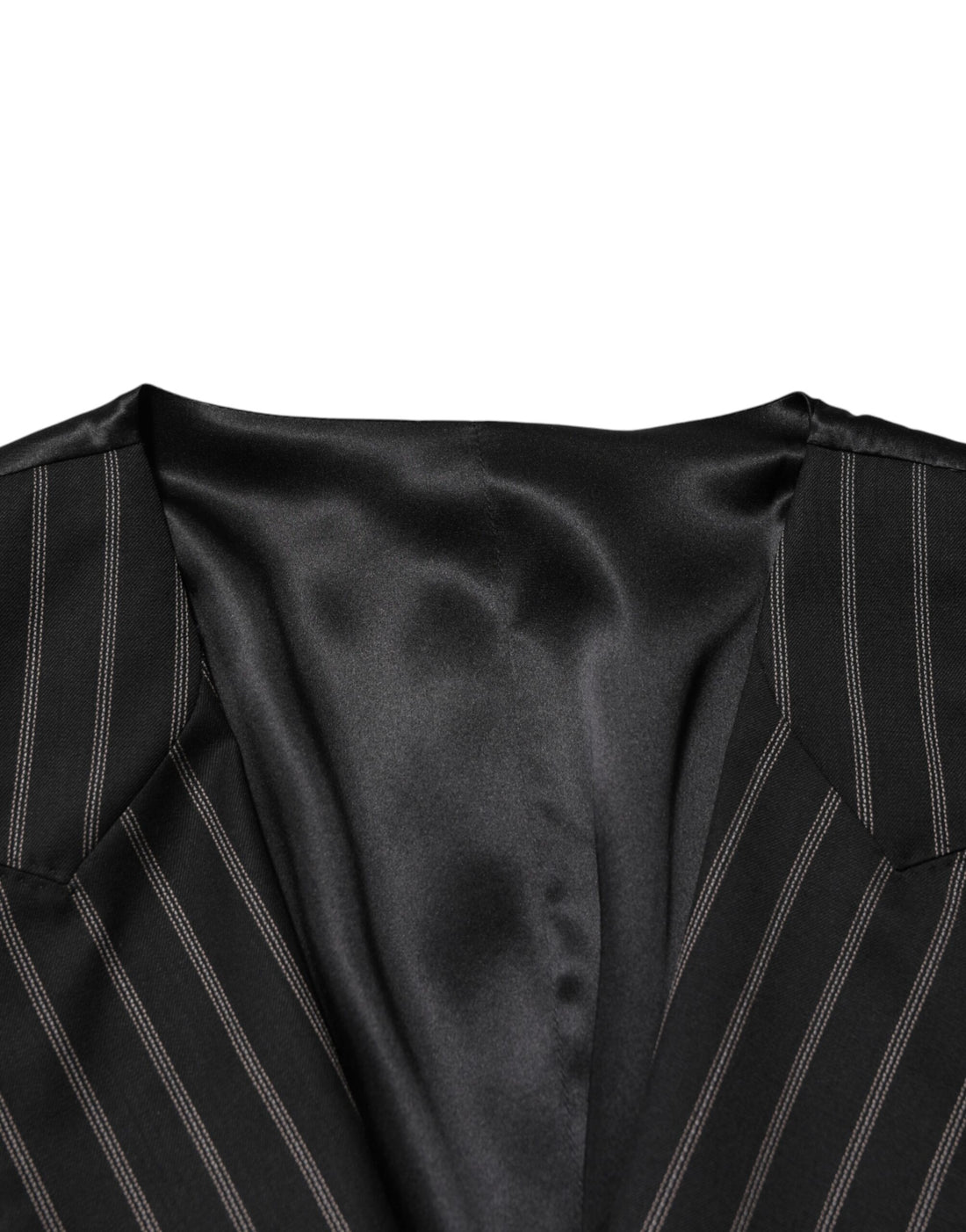 Dolce & Gabbana Black Stripes Wool Dress Men Waistcoat Vest