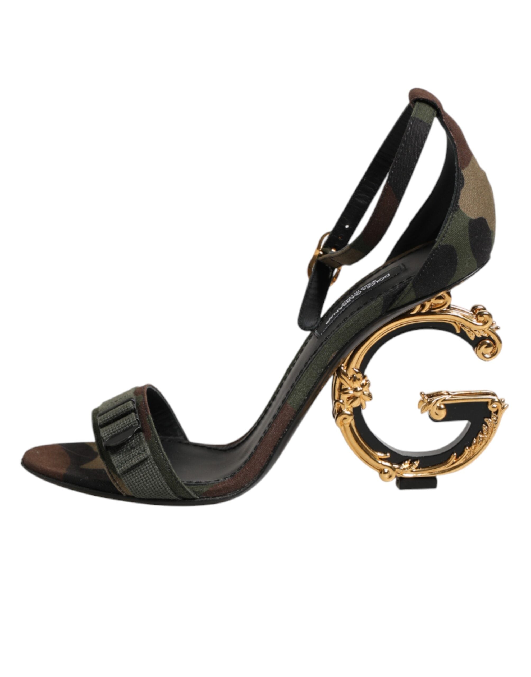 Dolce & Gabbana Multicolor DG Logo Heels Camouflage Sandals Shoes