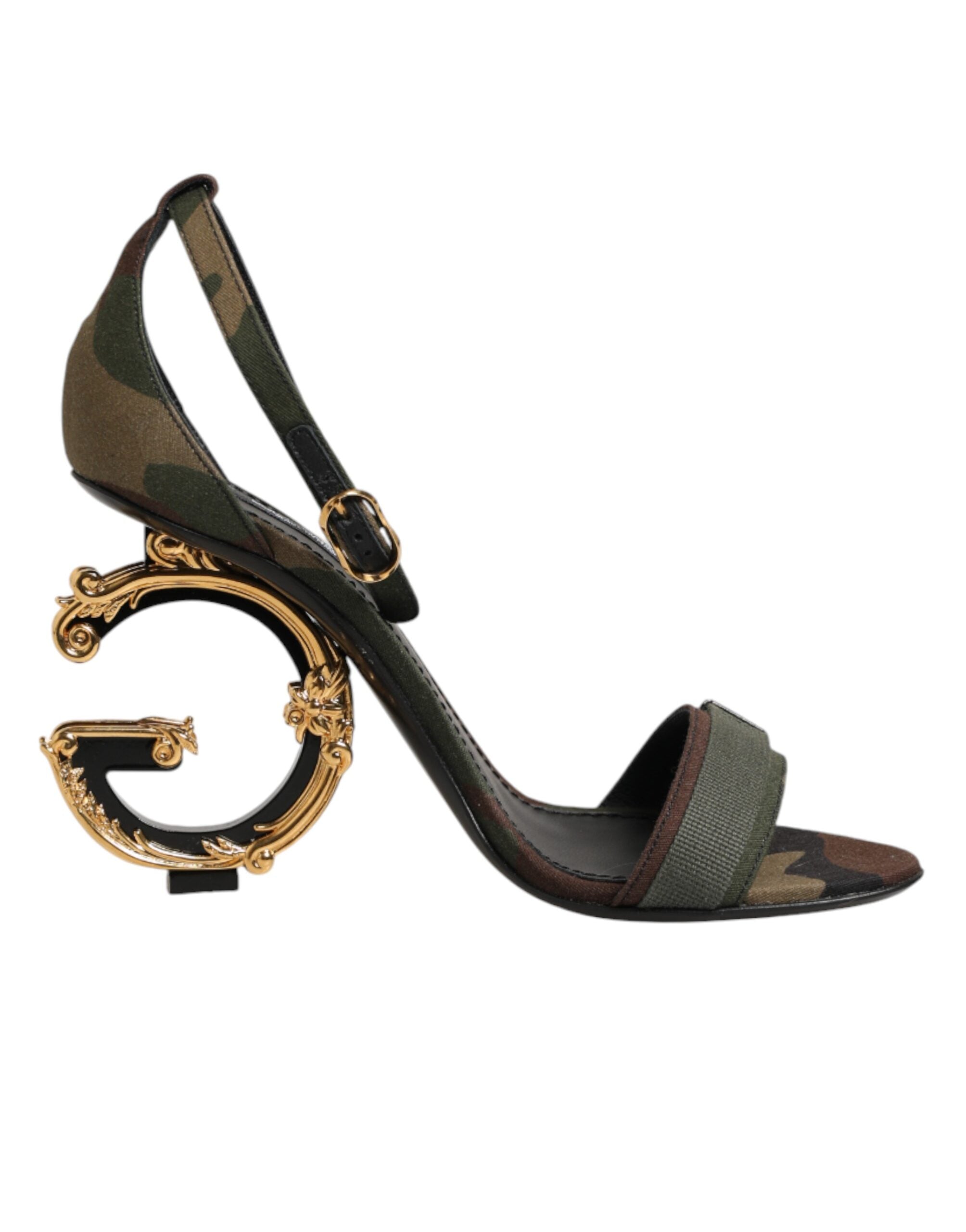 Dolce & Gabbana Multicolor DG Logo Heels Camouflage Sandals Shoes