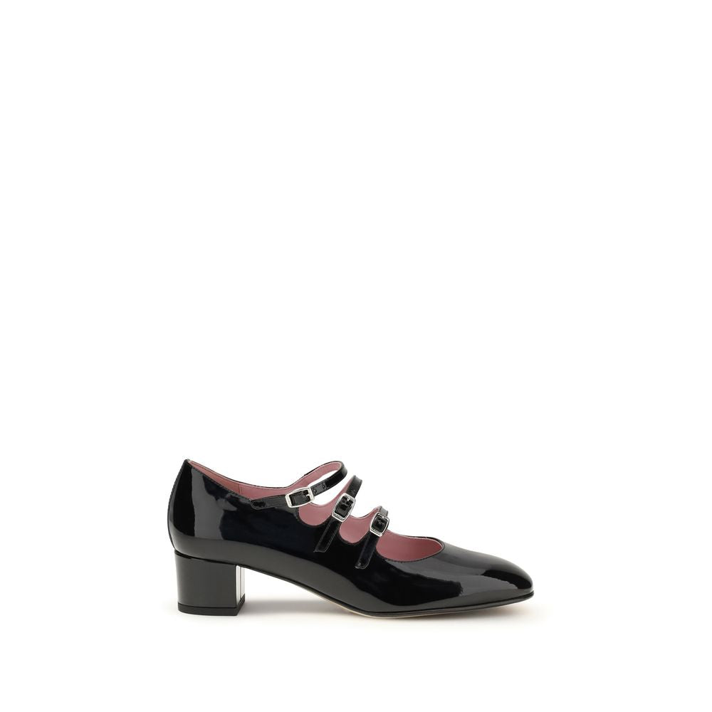 Carel Paris Gold Calf Leather Bos Taurus Mid Heel Pumps
