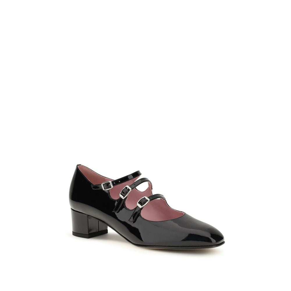 Carel Paris Gold Calf Leather Bos Taurus Mid Heel Pumps
