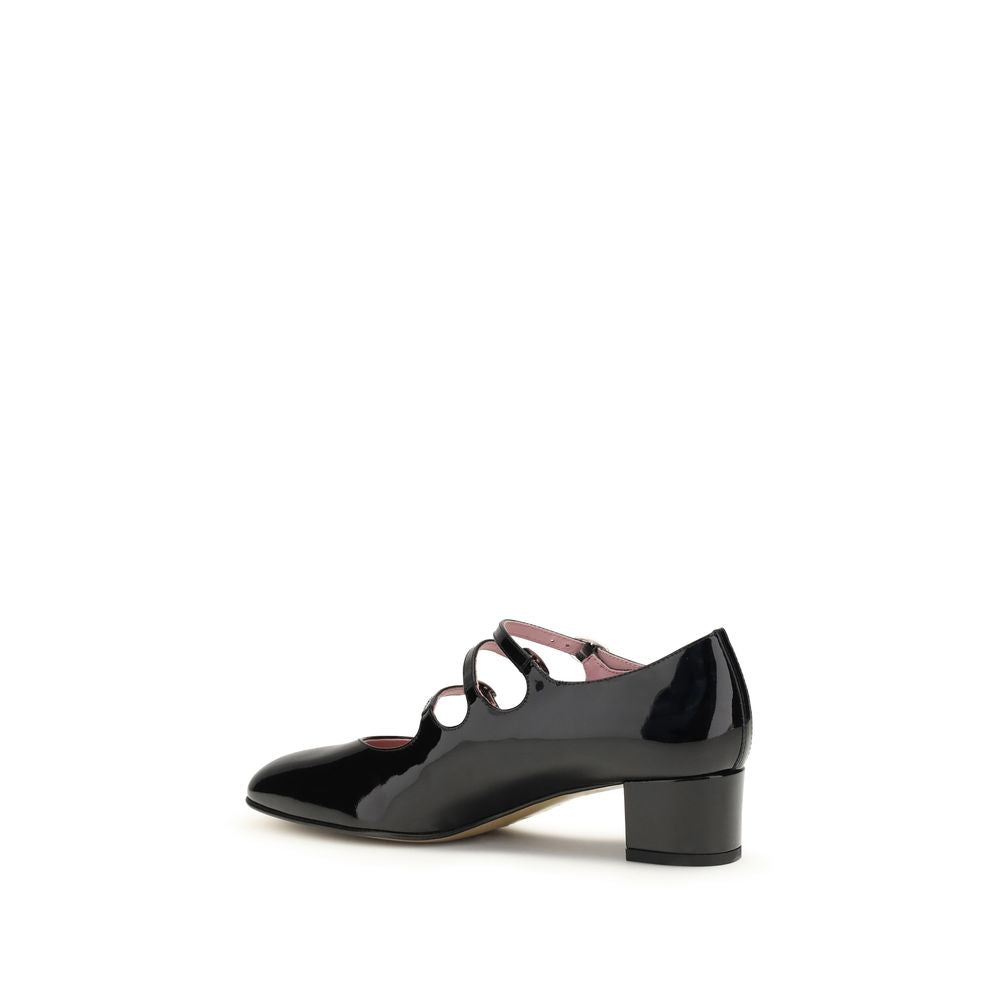Carel Paris Gold Calf Leather Bos Taurus Mid Heel Pumps
