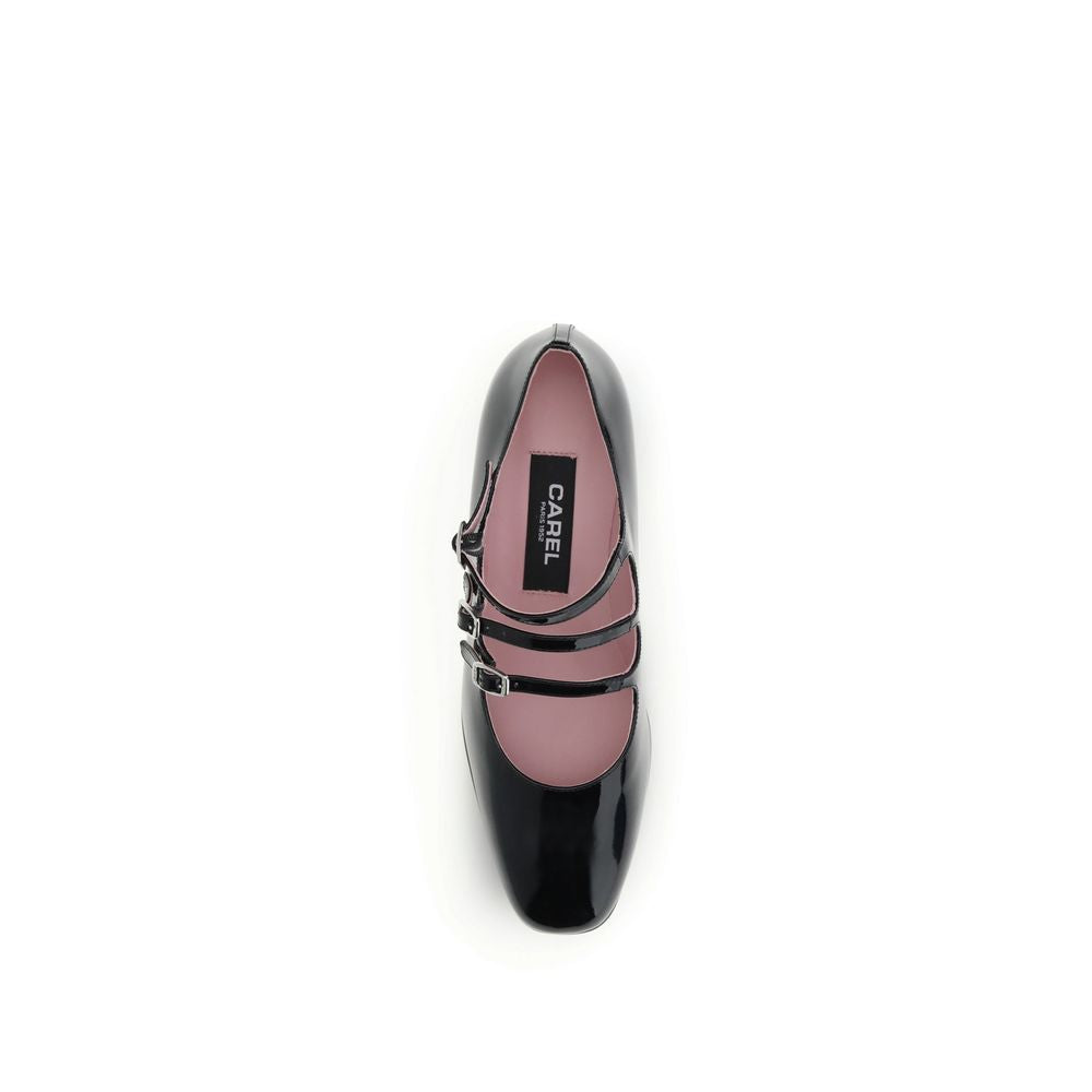 Carel Paris Gold Calf Leather Bos Taurus Mid Heel Pumps