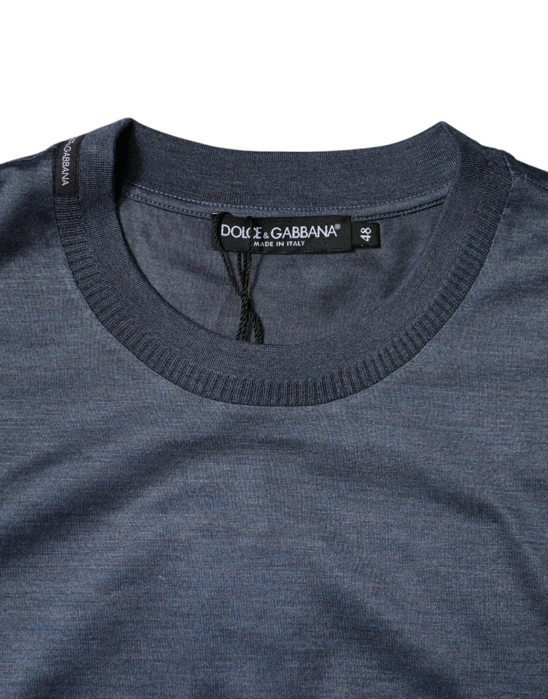 Dolce & Gabbana Blue Silk Crew Neck Short Sleeves Men T-shirt