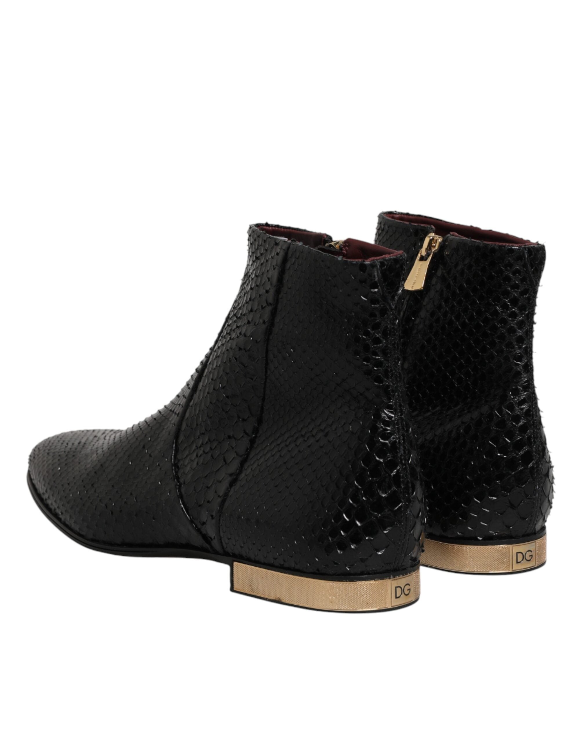 Dolce & Gabbana Black Leather Chelsea Short Ankle Boots  Shoes