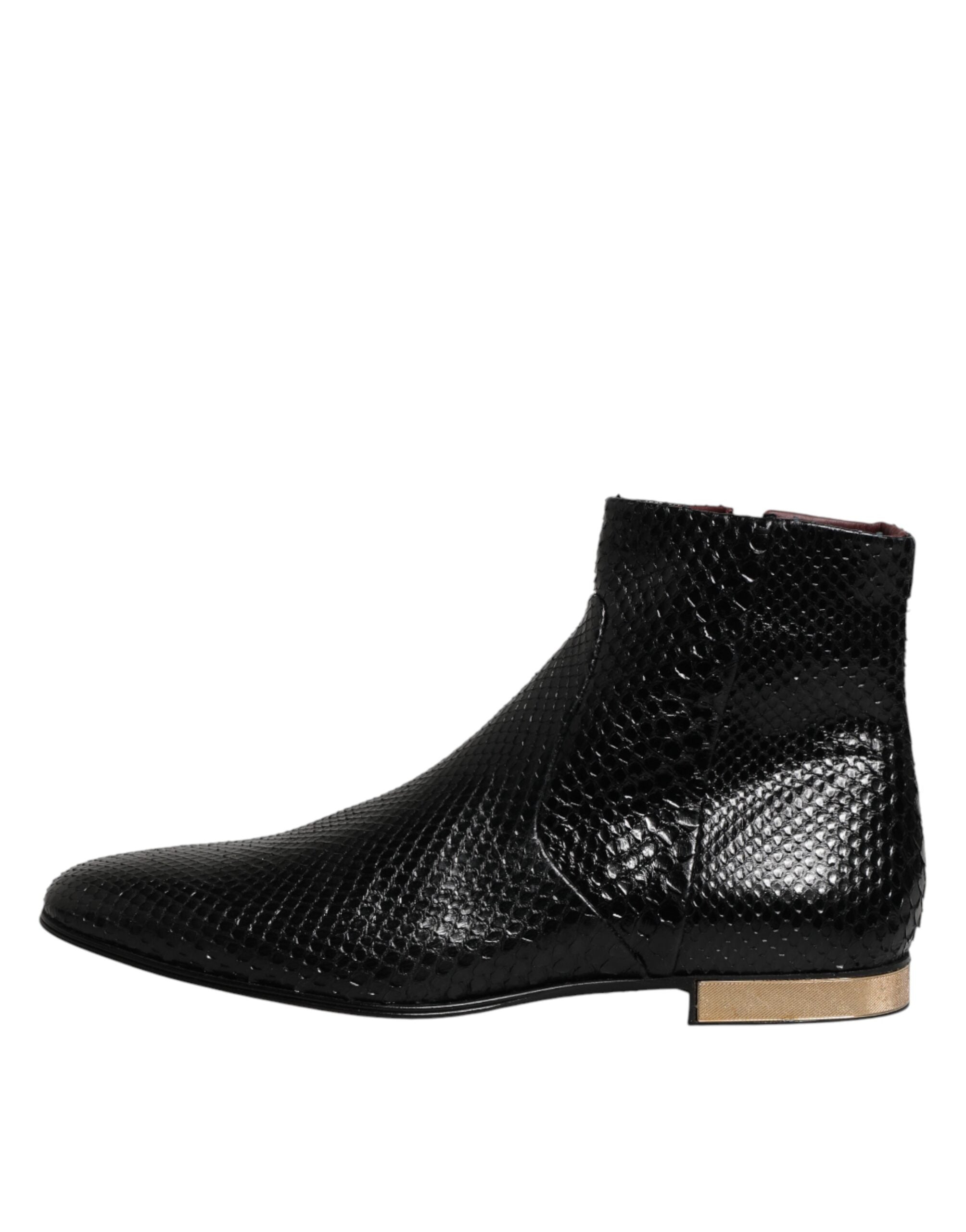 Dolce & Gabbana Black Leather Chelsea Short Ankle Boots  Shoes