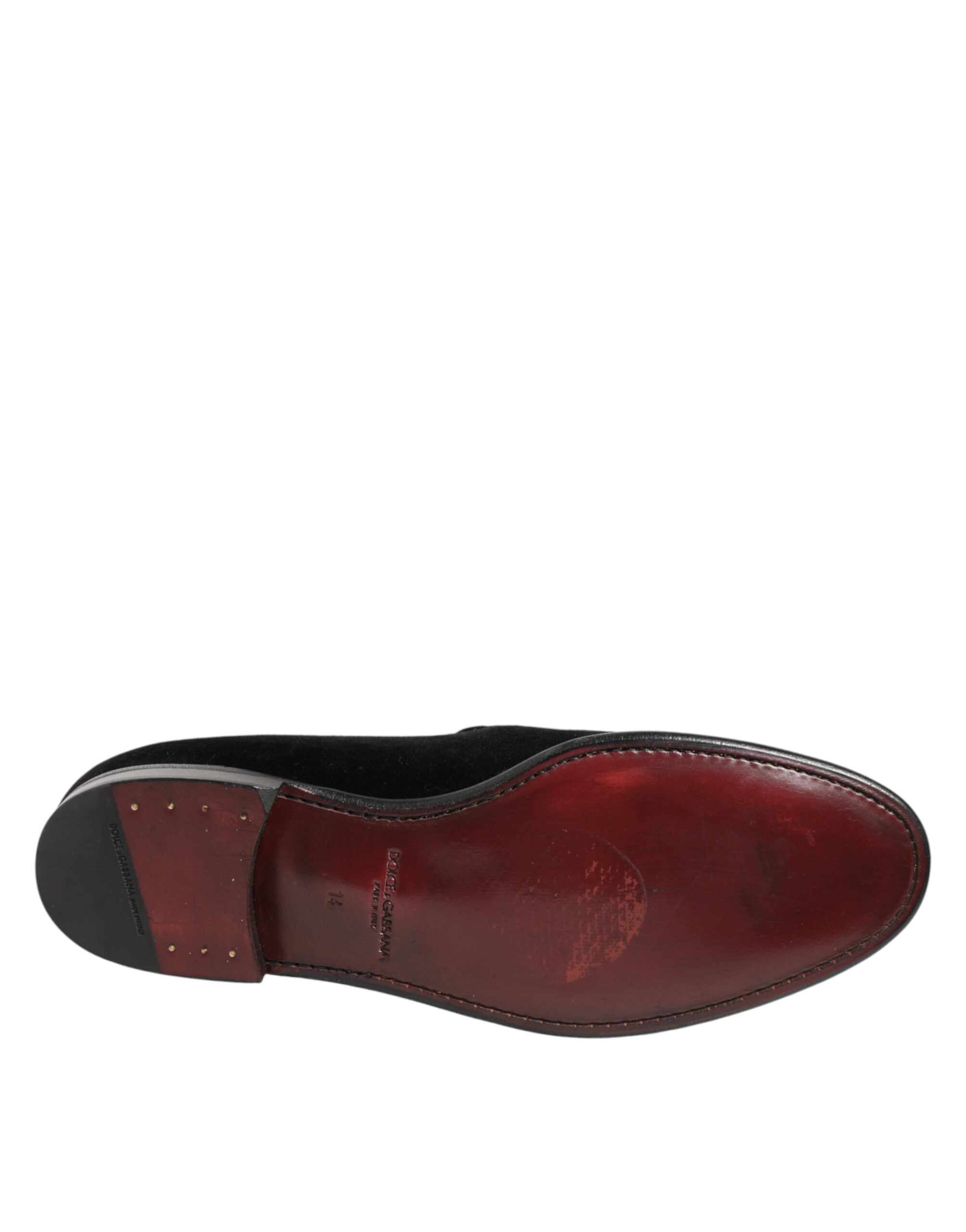 Dolce & Gabbana Black Leather Suede Slip On Loafer Dress Shoes