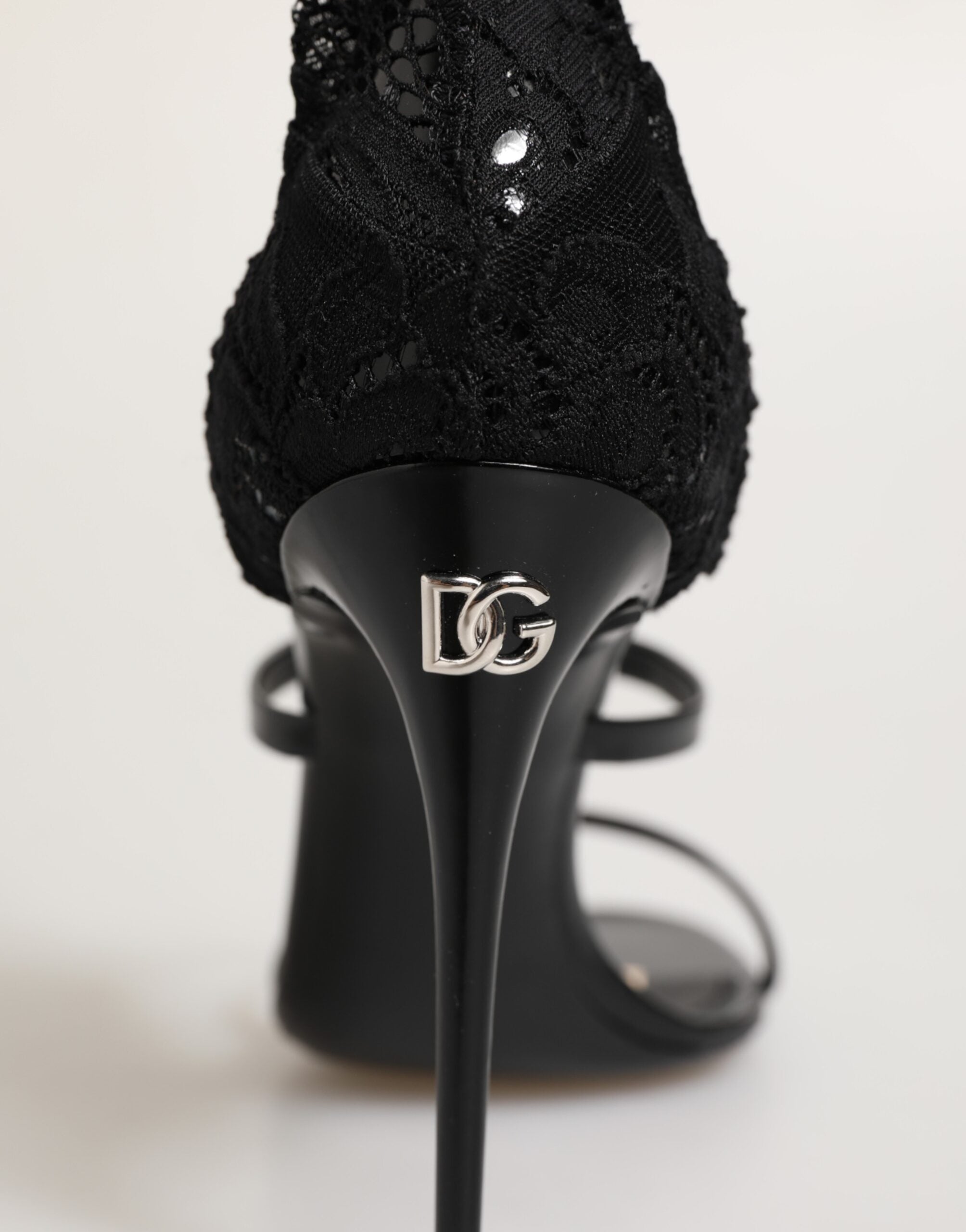 Dolce & Gabbana Black Floral Lace Heels SANDALS Shoes