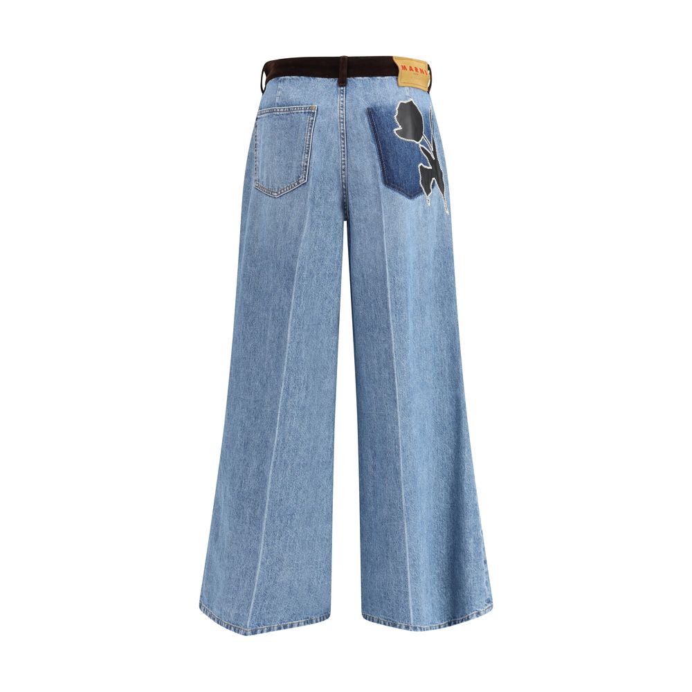 Marni Blue Cotton High-Waisted Jean