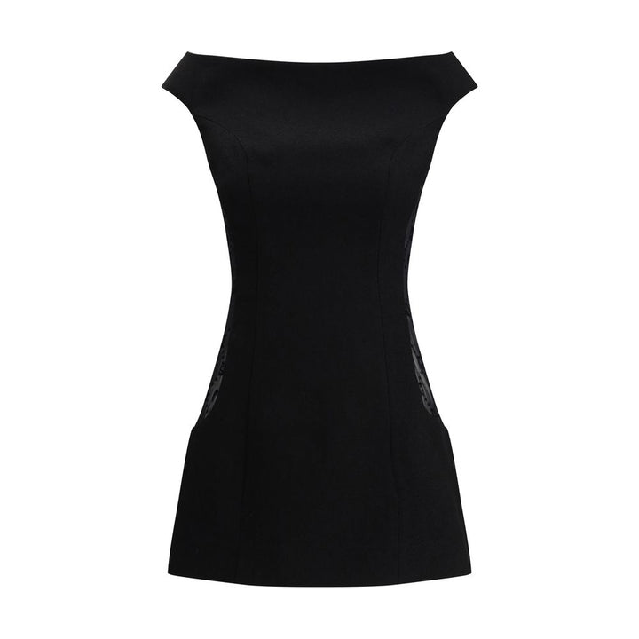 Marine Serre Black Fleece Wool Casual Dress