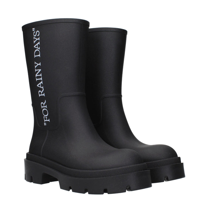 Off-White Black Cotton Ankle Boots