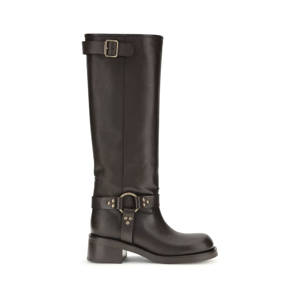 P.A.R.O.S.H. Brown Calf Leather Bos Taurus Lace-Up Boots
