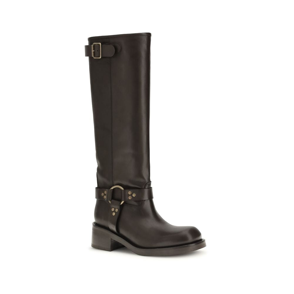 P.A.R.O.S.H. Brown Calf Leather Bos Taurus Lace-Up Boots