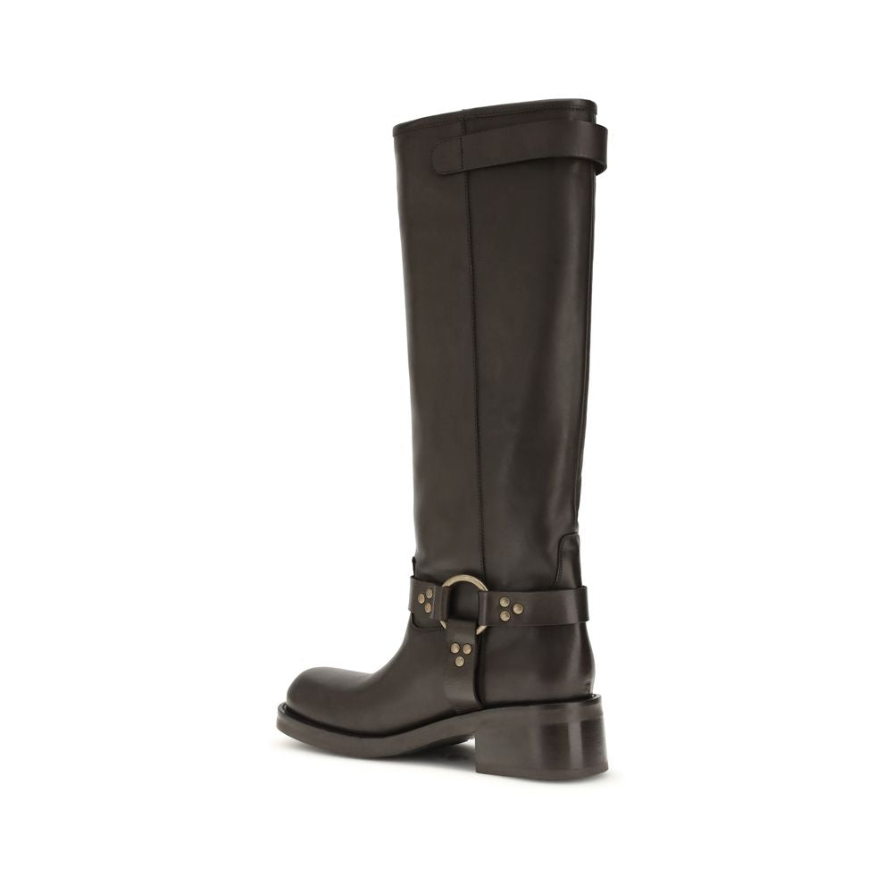 P.A.R.O.S.H. Brown Calf Leather Bos Taurus Lace-Up Boots