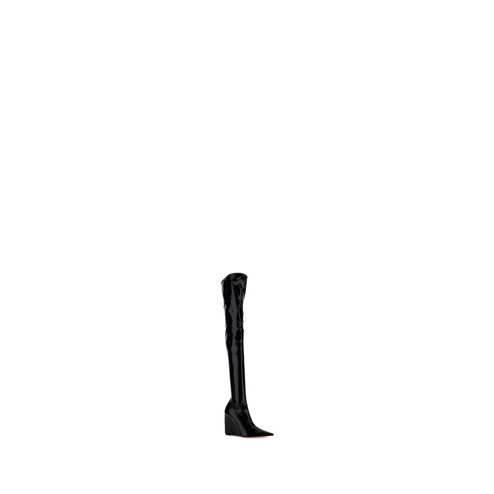 Amina Muaddi Black Polyethylene Over The Knee
