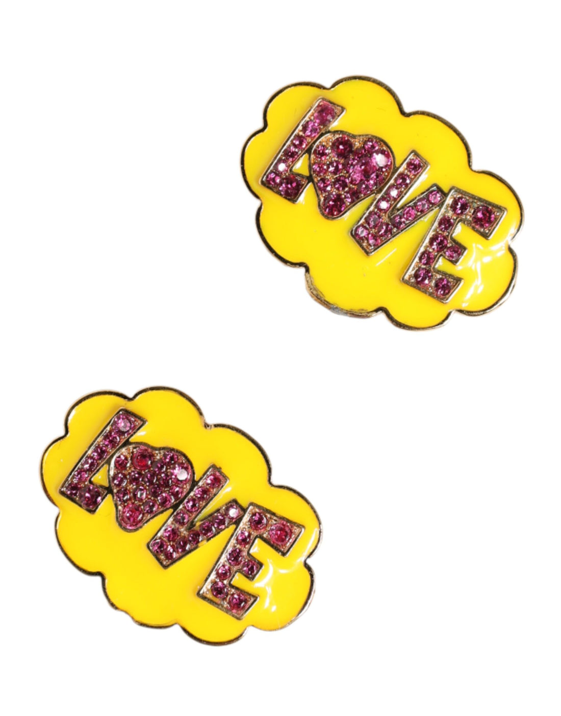 Dolce & Gabbana Gold Brass LOVE Cartoon Crystal Clip-On Jewelry  Earrings