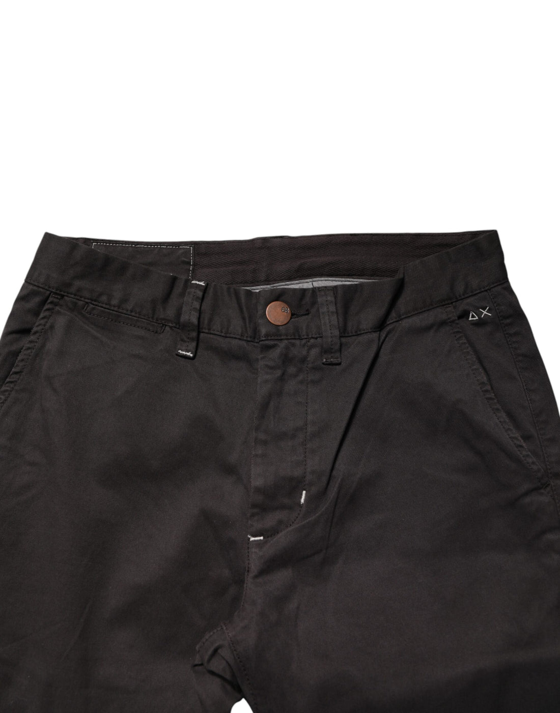 Sun68 Dark Brown Cotton Stretch Straight Mid Waist Trouser Pants