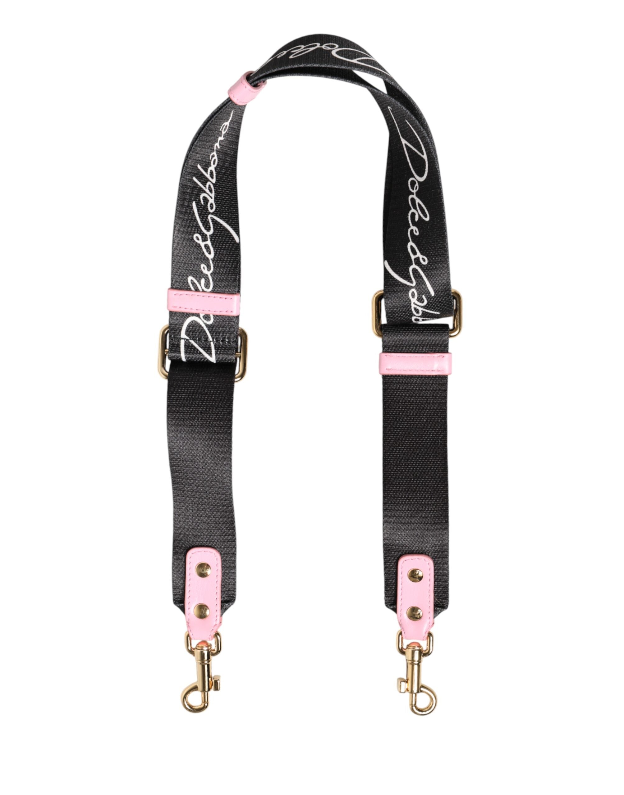 Dolce & Gabbana Strap Black Pink Canvas Heart Logo Bag Accessory Shoulder