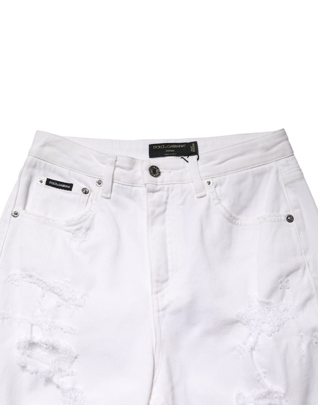 Dolce & Gabbana White Distressed Cotton BOYFRIEND Denim Jeans