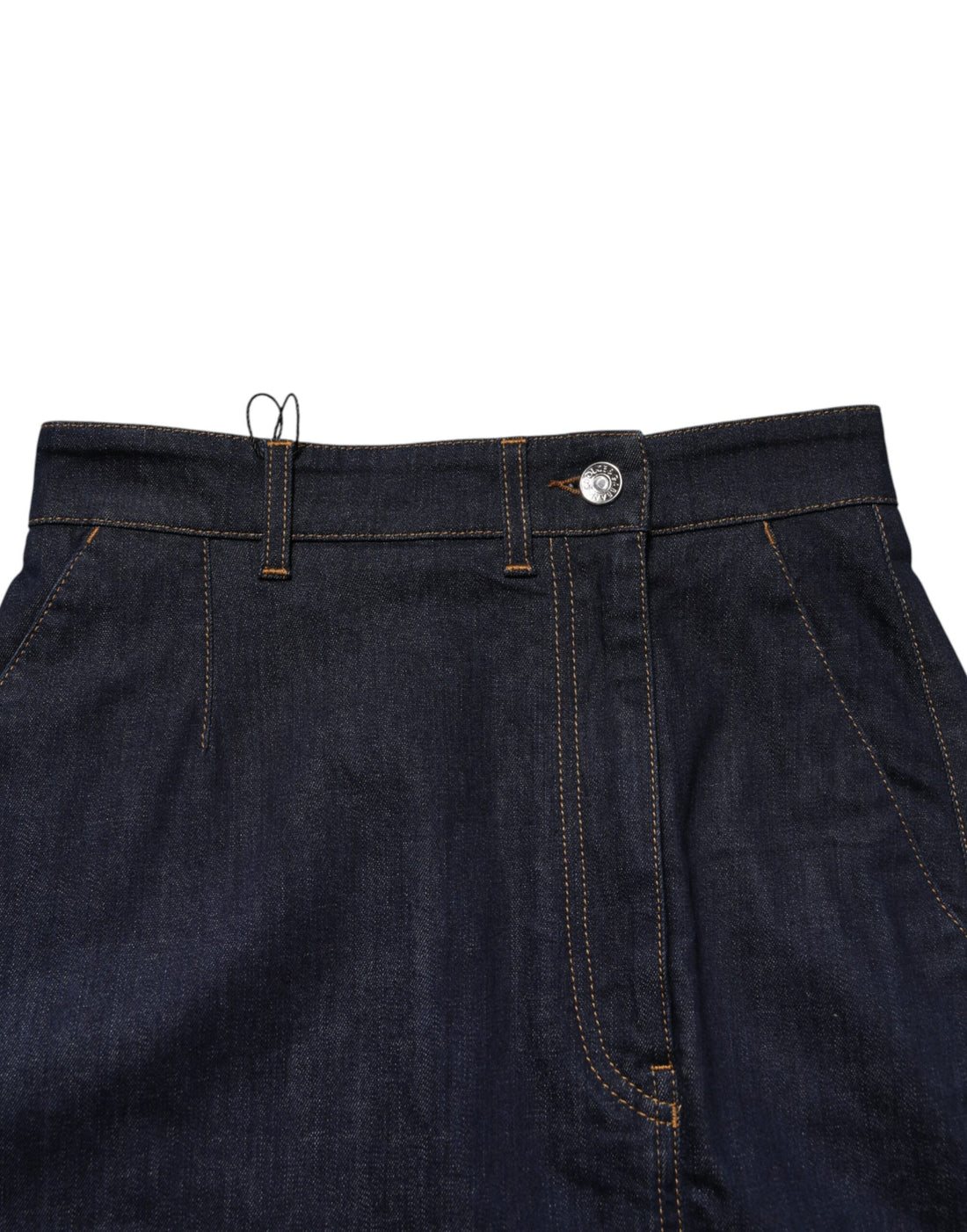 Dolce & Gabbana Dark Blue Cotton A-line Denim Midi Skirt