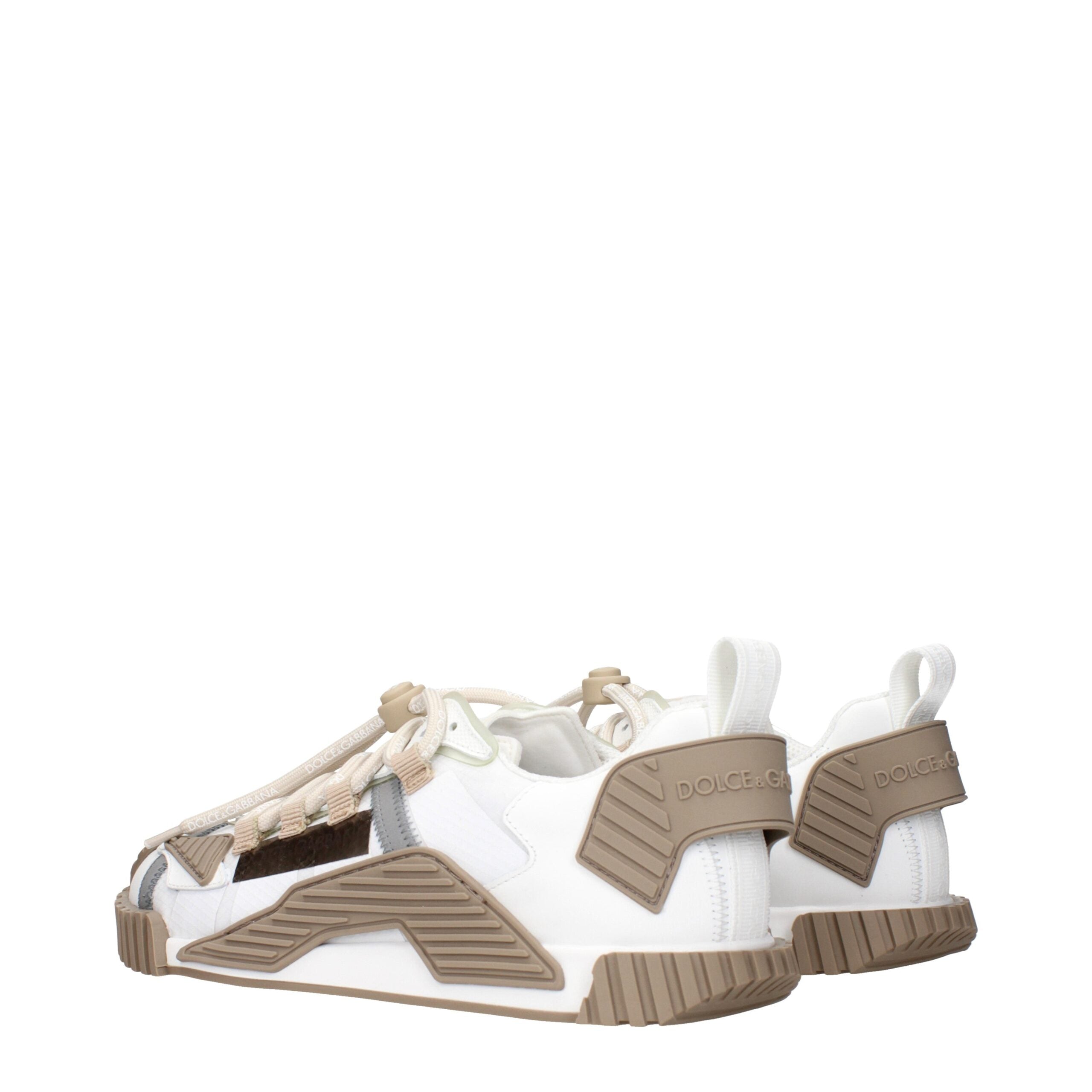 Dolce & Gabbana White Fabric Athletic Sneakers