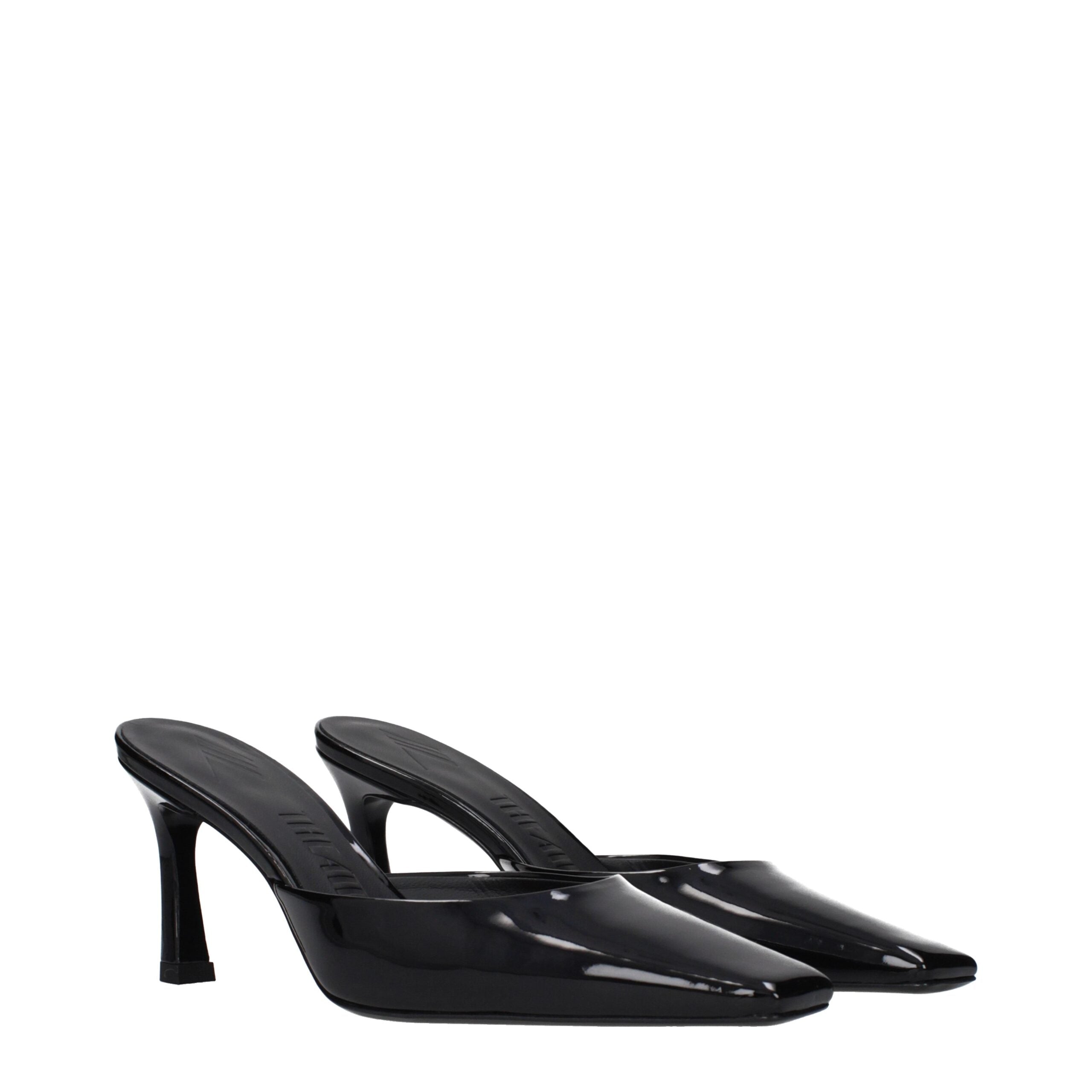 The Attico Black Leather Sandals