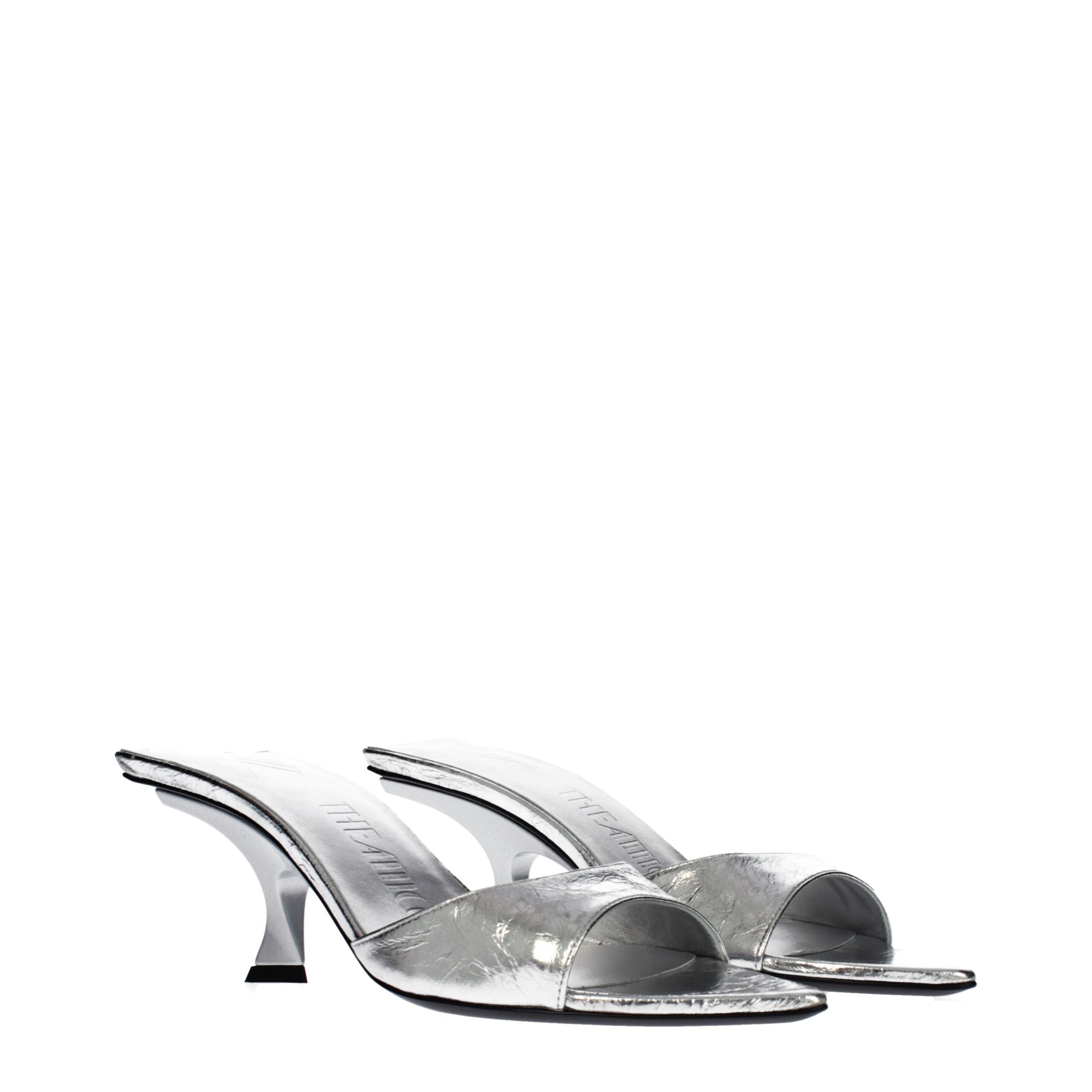 The Attico Gray Leather Sandals
