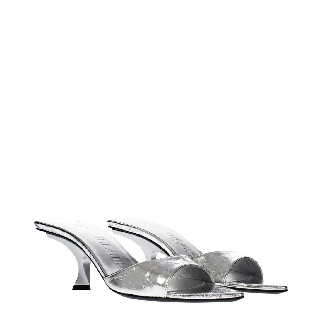 The Attico Gray Leather Sandals