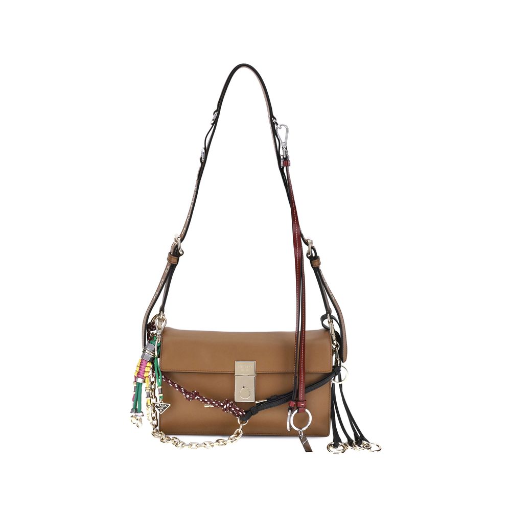 Prada Brown Calf Leather Bos Taurus Shoulder Bag