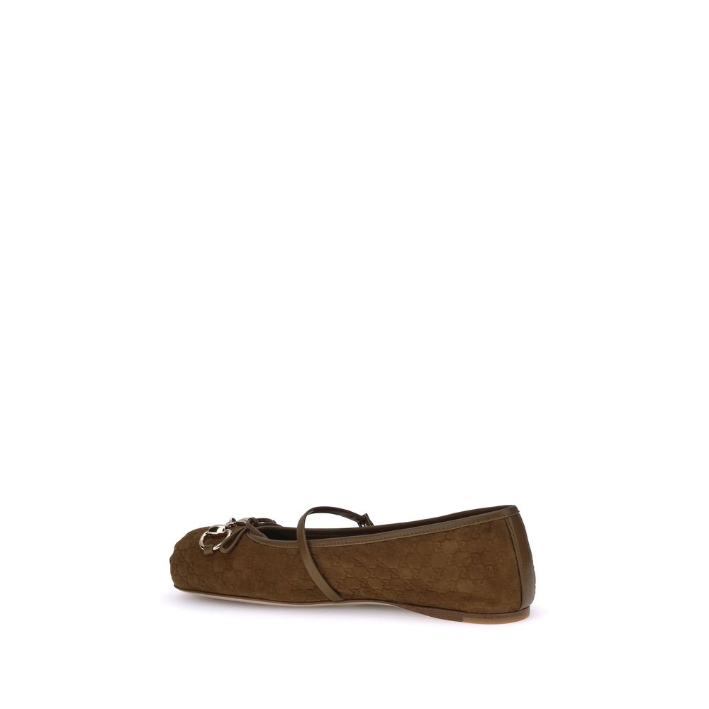 Gucci Brown Goatskin Ballet Flats