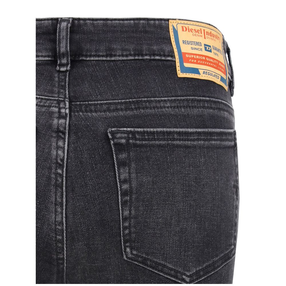 Diesel Black Cotton Bootcut Jeans