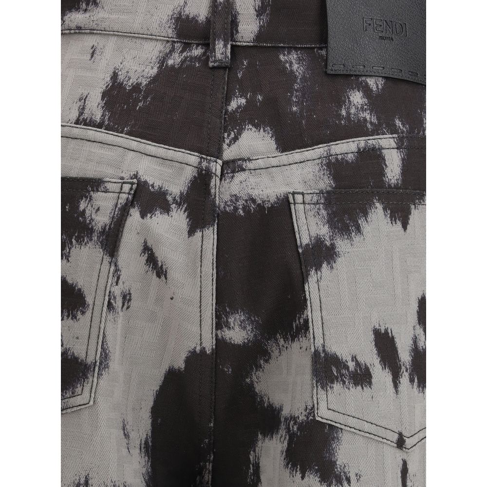 Fendi Black Cotton Straight-Leg Jeans