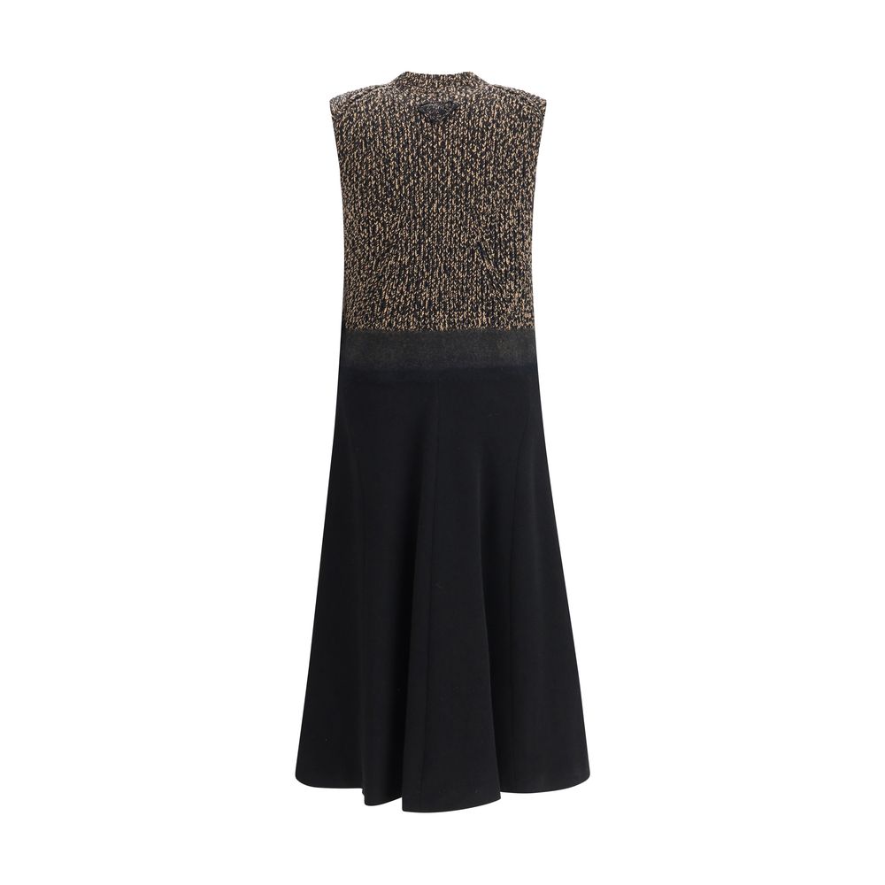 Prada Black Fleece Wool Casual Dress