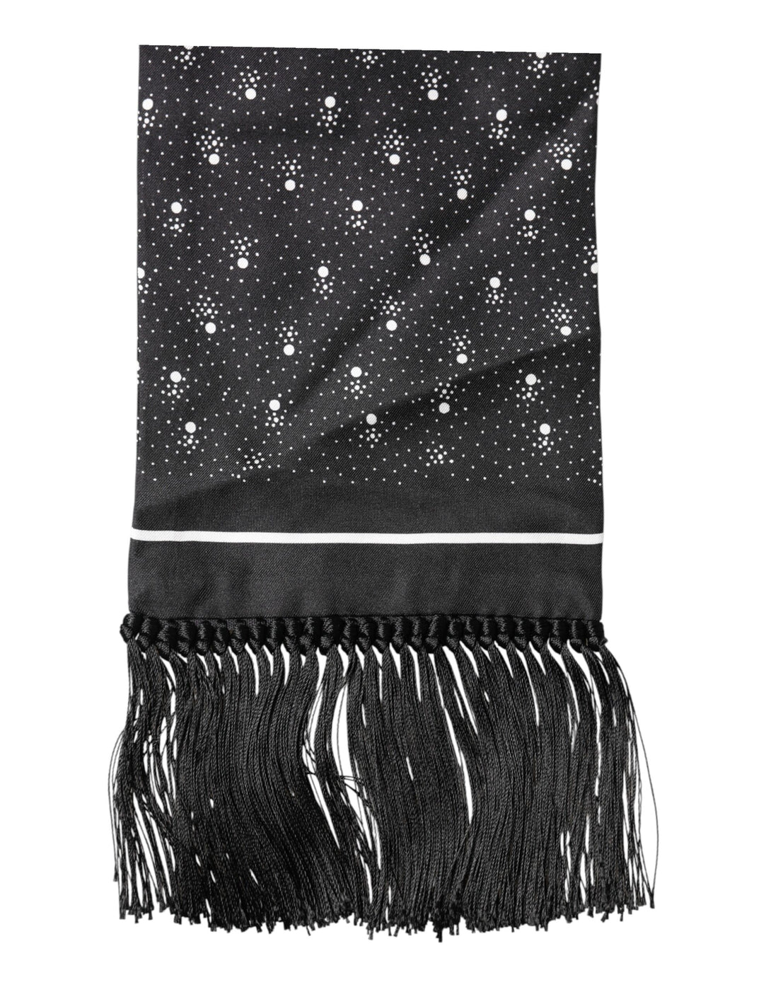 Dolce & Gabbana Black Silk Dotted Men Neck Wrap Shawl Scarf