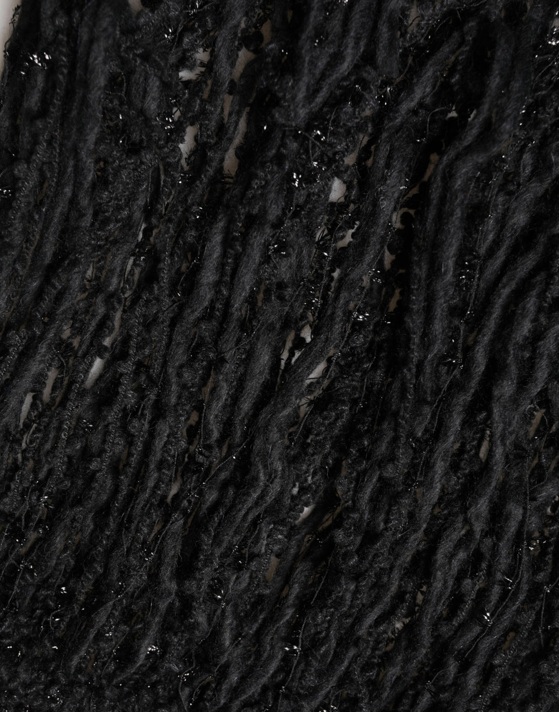 Dolce & Gabbana Black Cashmere Knit Shawl Fringes Scarf