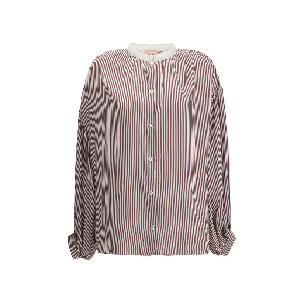 Kristina Ti Bordeaux Viscose Pattern Shirt