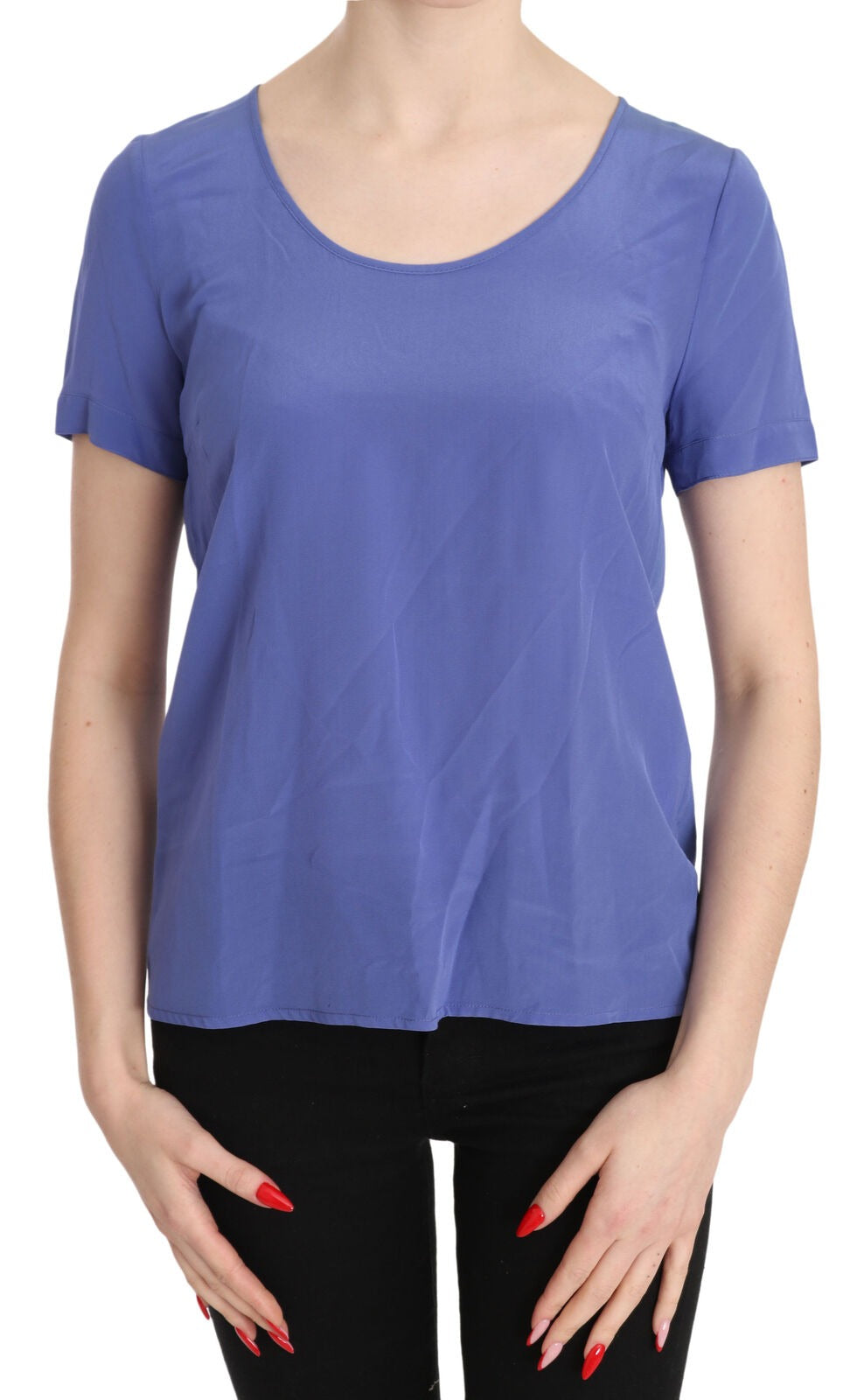 Patrizia Pepe Silk Purple Short Sleeve Casual Top Blouse
