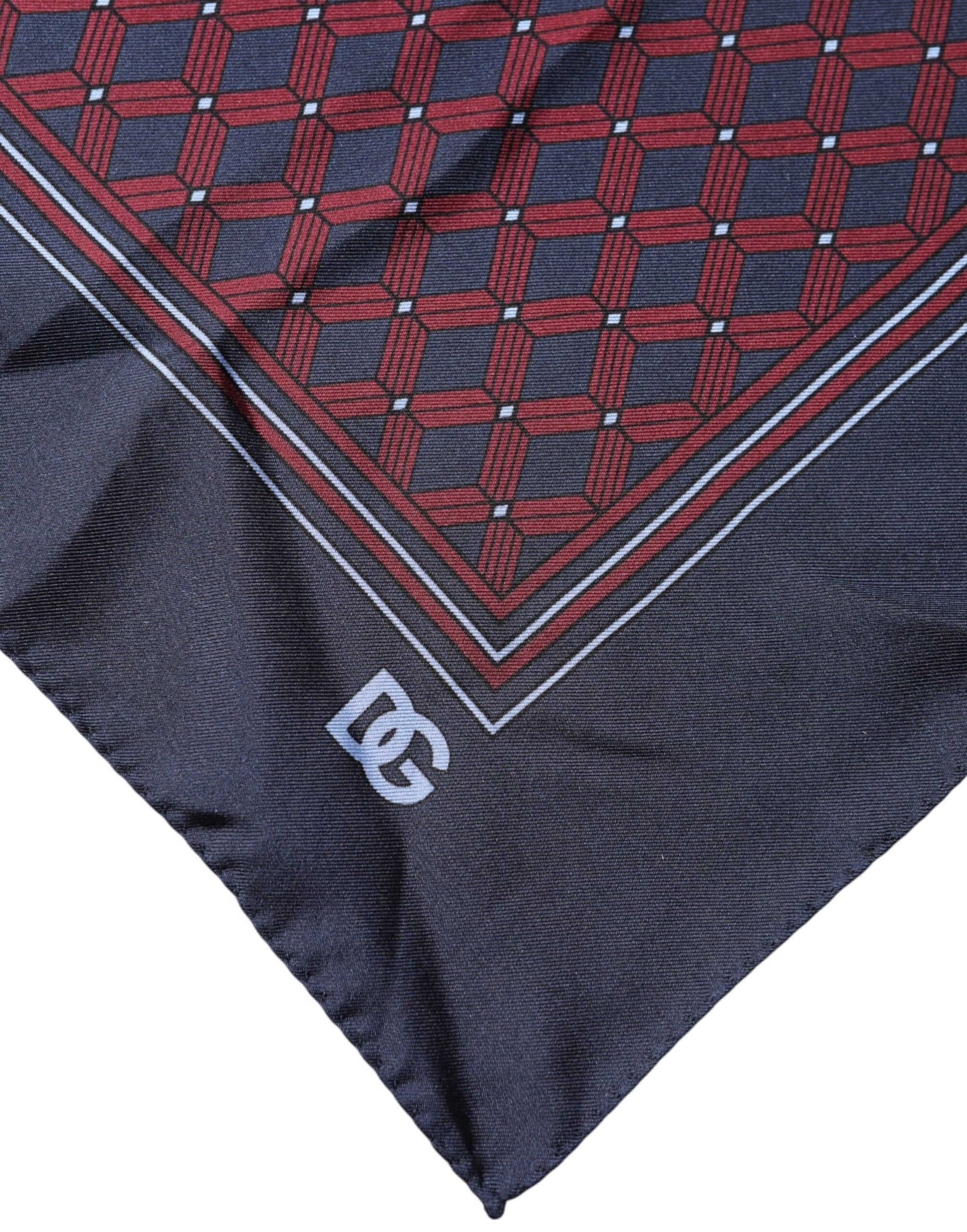 Dolce & Gabbana Blue Red Patterned Silk Square Foulard Scarf