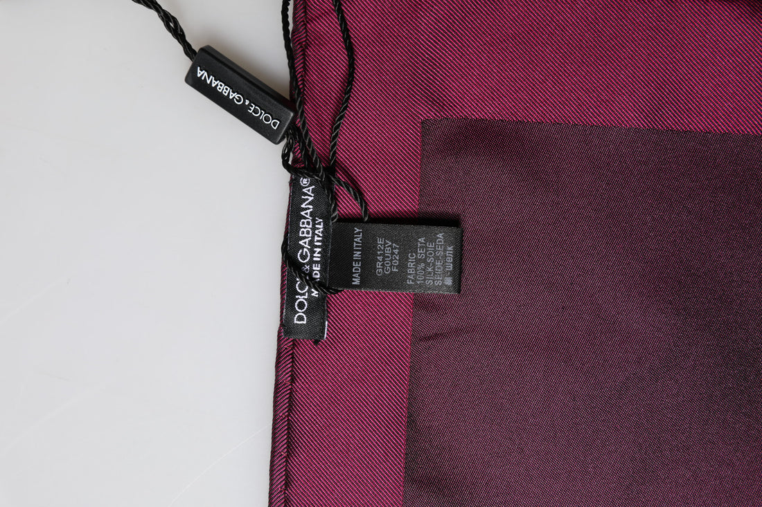 Dolce & Gabbana Maroon Silk Lace Stole Square Foulard Scarf
