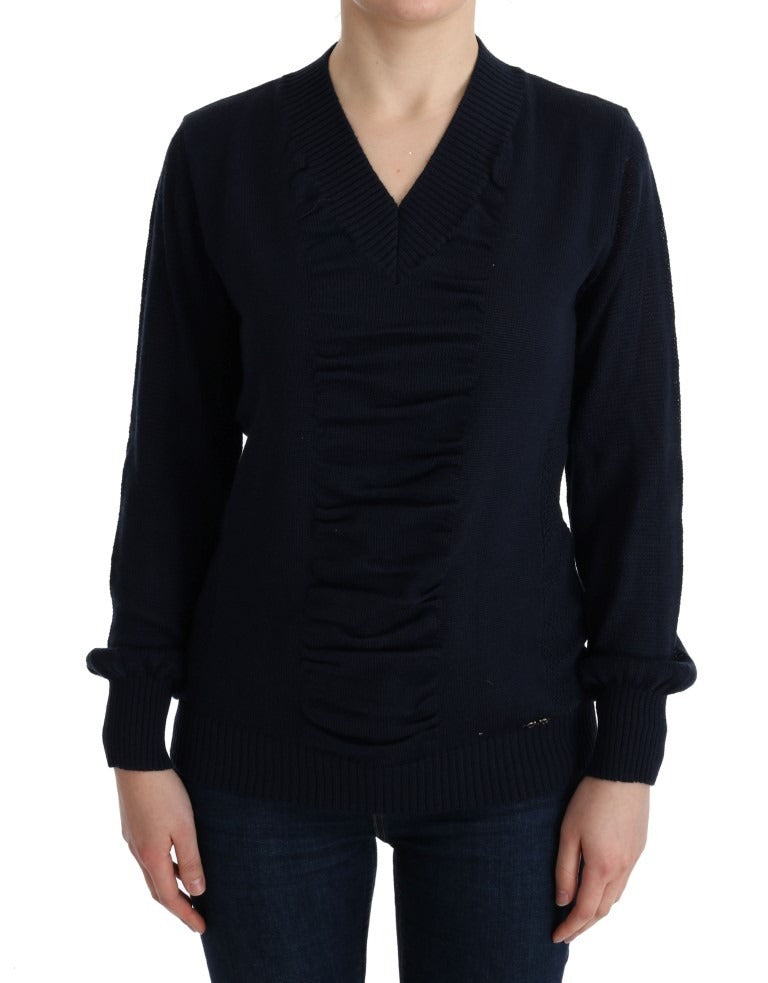 Costume National Blue V-Neck Lightweight Jumper Sweater