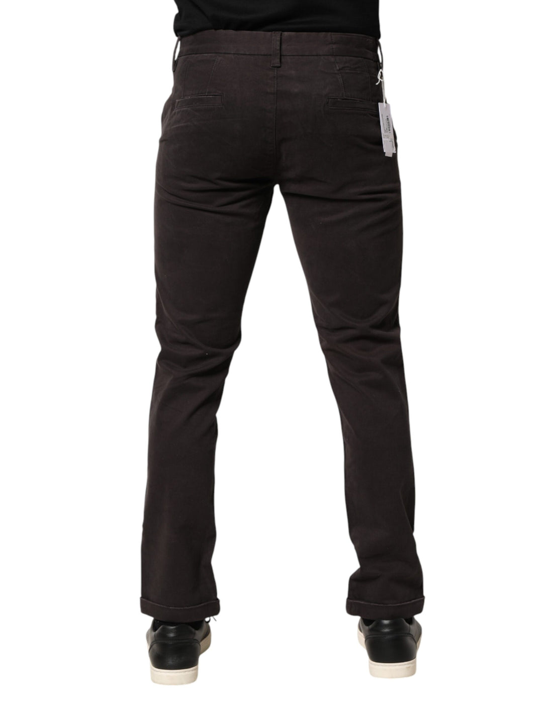 Sun68 Dark Brown Cotton Stretch Skinny Mid Waist Men Trouser Pants