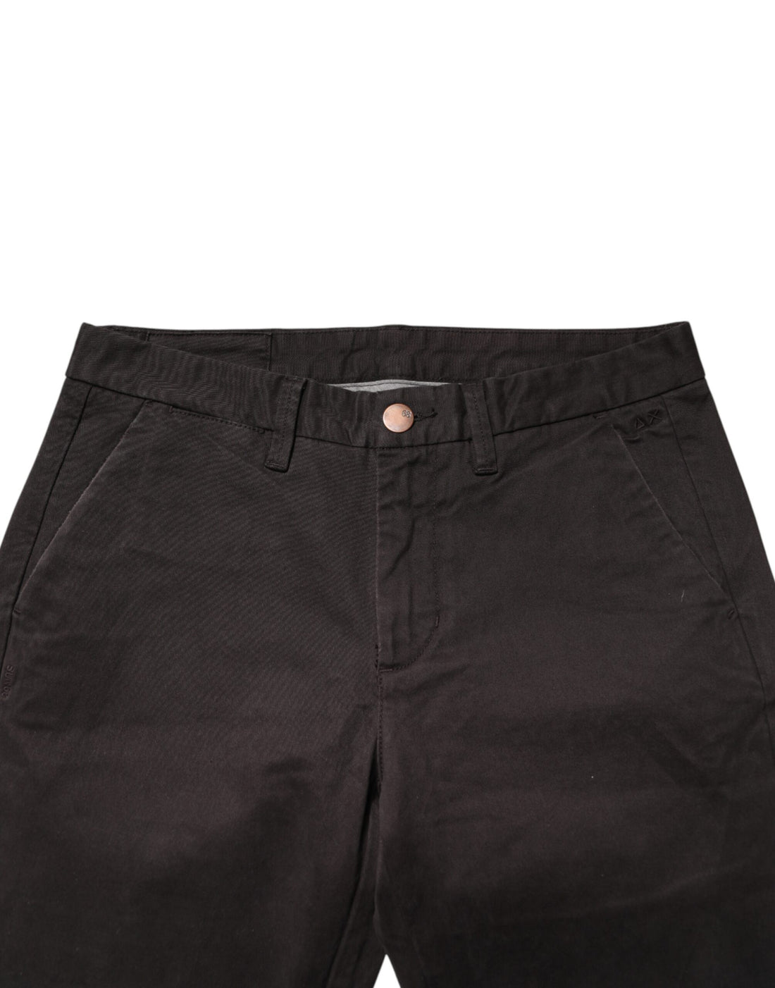 Sun68 Dark Brown Cotton Stretch Skinny Mid Waist Men Trouser Pants