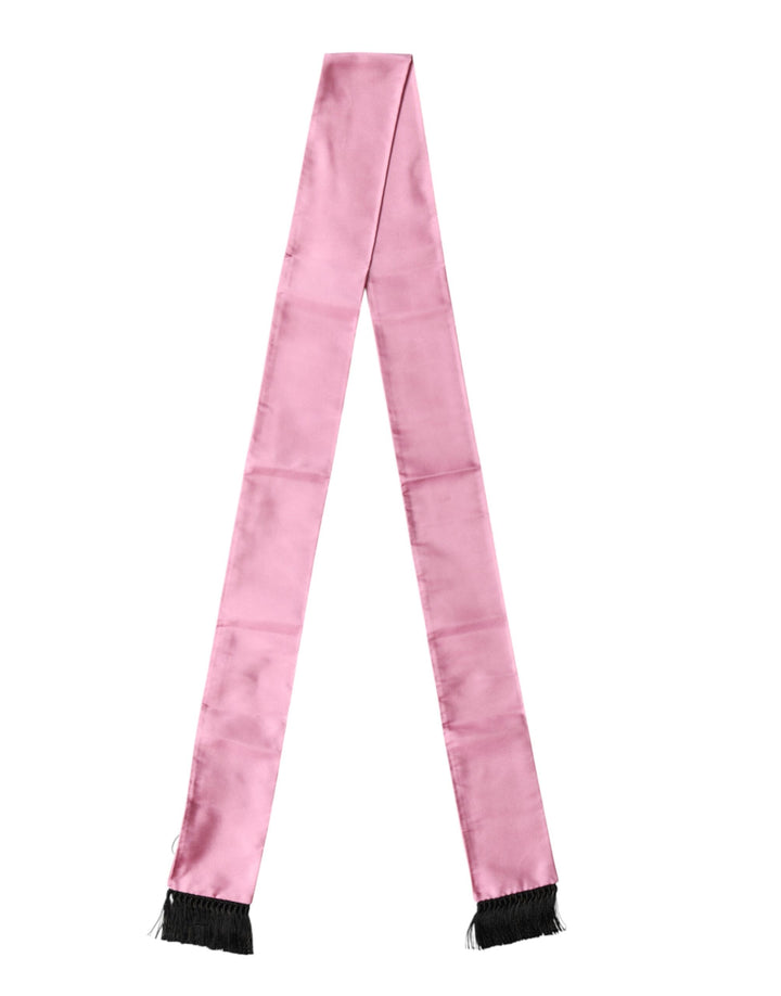 Dolce & Gabbana Pink Silk Fringes Neck Wrap Foulard Scarf