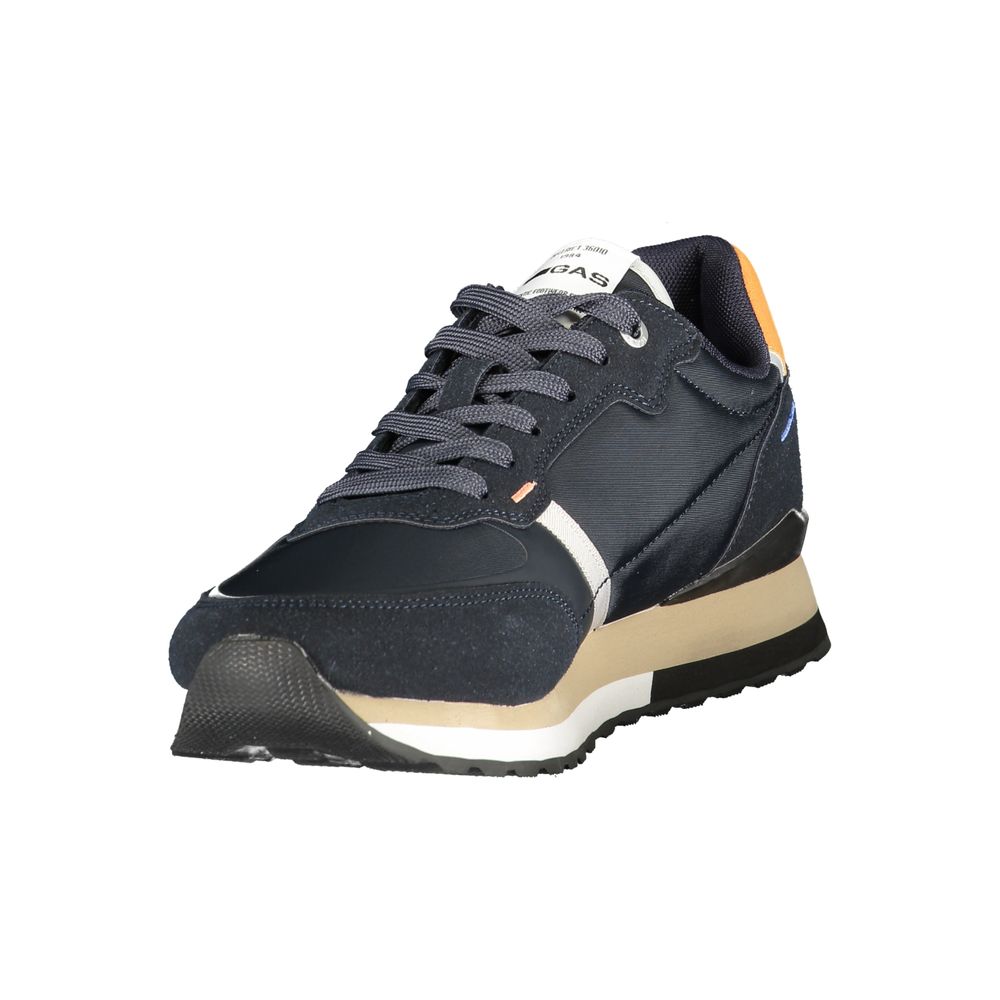 Gas Blue Polyurethane Men Sneaker